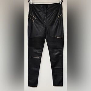 Flo Atelier Handmade Women’s Black Faux Leather Pants Size 32”